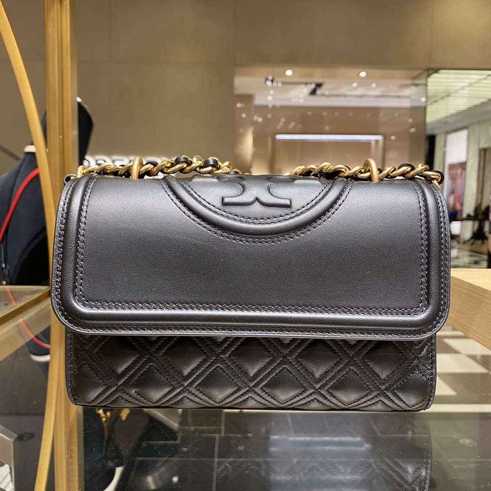 Tory Burch Fleming Small Black Quilted Shoulder Bag